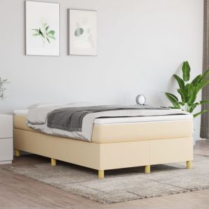 VidaXL Sommier à ressorts de lit Crème 120x200 cm Tissu - Crème