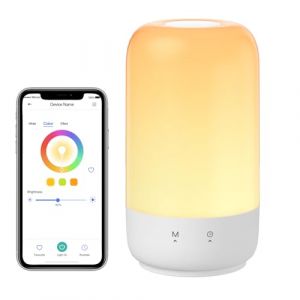 Meross Veilleuse LED Connectée, Lampe de Chevet Intelligente Compatible avec Apple HomeKit, Alexa et Google Home, RGBCW Lampe de Table Multicolore Dimmable avec Commande Vocale et Contrôle à Distance