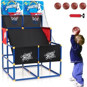 Jeu de Basketball Arcade électrique avec 2 Paniers 4 Ballons pour Enfants Machine de Tir avec Pompe de Gonflage