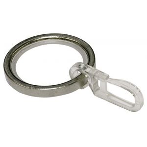 GARDINIA Anneau pour Tringle à Rideau de 20 mm de Diamètre, Insert Coulissant et Crochet Pliant Inclus, 6 Pièces, Série Chicago, Largeur 4 mm, Métal, Finition en Acier Inoxydable