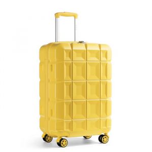 Valise Cabine ABS Bagage à Main Trolley Rigide Bagages Cabine avec 4 roulettes et Serrure TSA, 54cm, 39L, Jaune