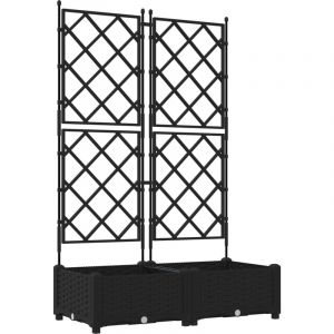 VidaXL Jardinière de jardin avec treillis 2 pcs Noir 80x40x125.5 cm