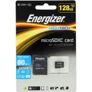 Energizer High Tech Carte mémoire microSD Class 10 128 Go avec Adaptateur