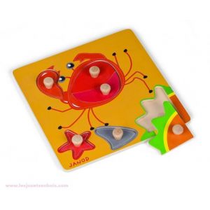 Janod Puzzle à encastrer: Crabe 6 pièces