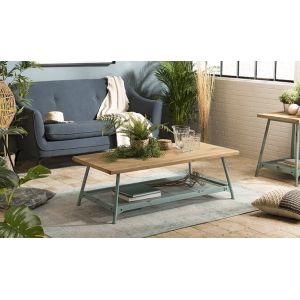 Image de House and Garden Maisonetstyles Table basse 120x60x40 cm en sapin et métal bleu - POKEY