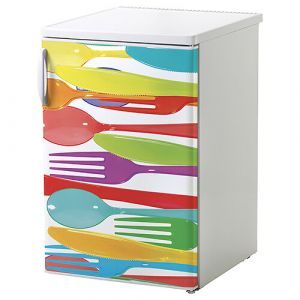 Plage Sticker réfrigérateur et lave vaisselle, à table convivialité repas famille déco, 75 cm X 49 cm