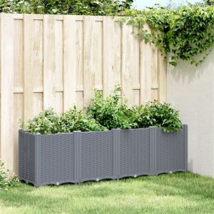 VidaXL Jardinière, Lit Surélevé de Jardin, Pot de Fleurs, Bac à Plantes, Boîte de Plantation Patio Terrasse Extérieur, Gris Polypropylène