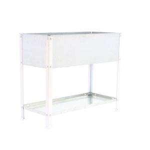 SimonRack Jardinieres Exterieures, Trous de Drainage, Capacité 100 L, 850x900x400 mm Blanc/Galvanisé -Simon Garden