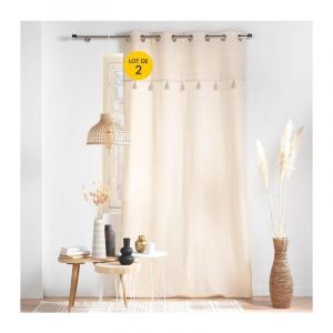 Lot de 2 Rideaux a oeillets 140 x 240 cm coton + haut métallisé Izigold