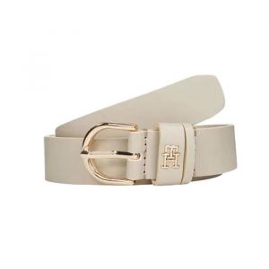 Tommy Hilfiger Ceinture Femme Essential Effortless 2,5 cm Cuir, Beige (Sugarcane), 80 cm