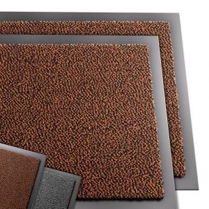 Vounot Lot de 2 Tapis de Porte Paillasson d'Entree Interieur et Extérieur Tapis Antidérapant et Anti-Poussière Tapis d’entrée Imperméable Lavable 60x90cm Marron-Noir