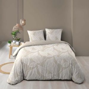 Douceur d'Int&eacute;rieur, Parure de Lit 3 Pi&egrave;ces (260 x 240 cm) Amanda Naturel, 100% Coton