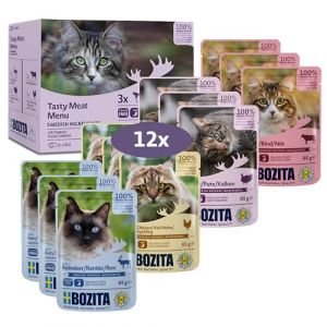 Bozita Boîte multibox en Sauce avec Viande - 12 x 85 g - Nourriture Humide pour Chats dans Un Sachet Portion