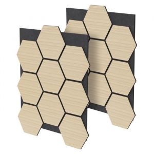 Ml-design - ml Design Lot de 2 Panneaux Acoustiques Hexagonaux, 66x81x2 cm, 1 m², Chêne, en Feutre Recyclé/MDF, Revêtement Mural Isolation Phonique