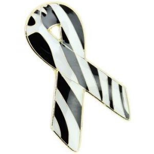 Broches Clj Charles Le Jeune Pin's Ruban Zèbre Noir et Blanc - Maladies Rares - Couleur Unique - Taille Noir