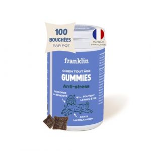 Franklin Complément Alimentaire pour Chien – Apaisant Chien – Anti-Stress – Diminution Anxiété – Actifs Naturels – Tout Âge – 100 Bouchées – 150g