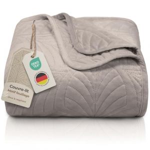 Couvre Lit Gr&auml;fenstrayn 240x260 cm Taupe Motif Feuilles Doux