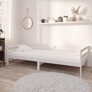 VidaXL Lit de repos avec tiroirs 90x200 cm Blanc Bois de pin massif