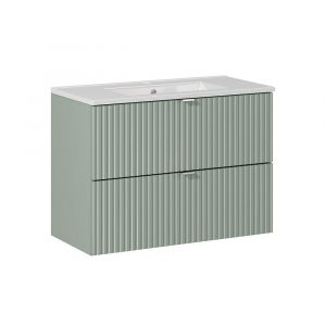 Meuble simple vasque encastrée 80cm 2 tiroirs Jade Vert