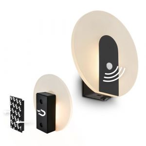 BRILONER Sticklights - Lampe murale sans électricité ni perçage avec détecteur de mouvement, batterie, fixation magnétique amovible, sans fil, 15x3,7x14,7 cm, noir