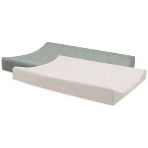 Jollein Lot de 2 Housses de Matelas à Langer - Sea Green & Ivory