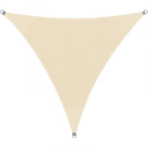 Deuba Detex Voile d'ombrage Protection contre le vent Auvent PEHD Triangulaire 5x5x5m Cr&egrave;me Jardin balcon terrasse