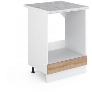 Meuble bas pour four "R-Line" 60cm Chêne clair/Blanc Vicco
