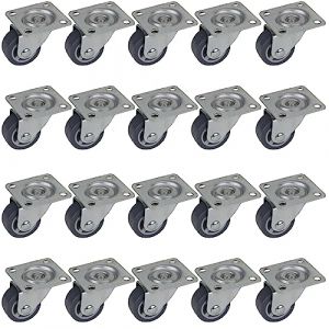 Dörner + Helmer Lot de 20 roulettes pivotantes pour meubles de 30 mm avec roue en TPE et plaque, charge maximale : 20 kg