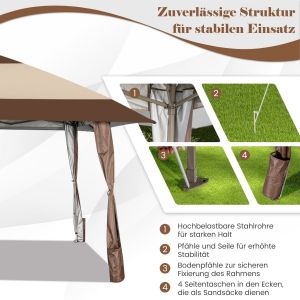 Coast 4 m x 4 m Terrasse Pavillon tente de toit avec roues beige