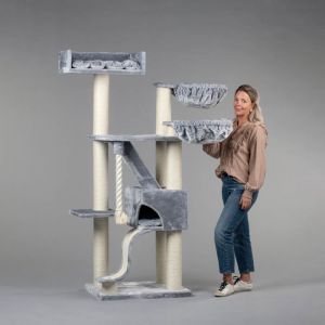 Arbre à chat - RHRQuality Kilimandjaro de Luxe Gris Plus gros chats