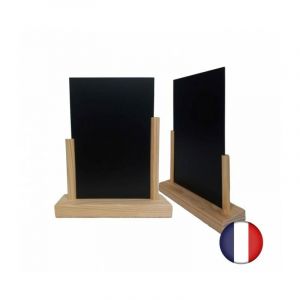 Interface Plv - Porte menu de table en bois brut avec ardoise format A5 - Lot de 2 - Fabrication française