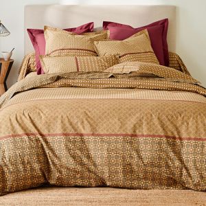 Housse de couette percale de coton ROMEO - jaune ocre