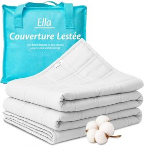 Ella Couverture pond&eacute;r&eacute;e 7 kg - Couverture pond&eacute;r&eacute;e en coton OEKO-TEX 150 x 200cm - Couverture pond&eacute;r&eacute;e - Blanc