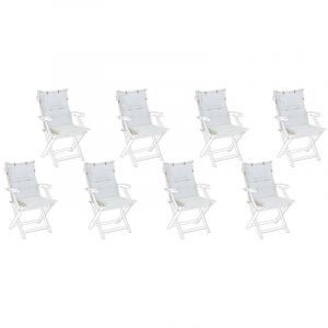 Image de Beliani Set de 8 coussins en tissu blanc cassé pour chaises de jardin MAUI