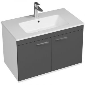 Saniverre - rubite Meuble salle de bain simple vasque 2 portes largeur 80 cm Anthracite - Anthracite