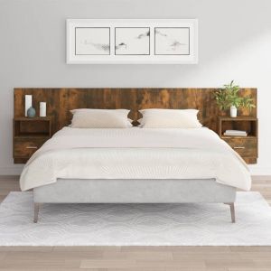VidaXL Tête de lit avec armoires Chêne fumé Bois d'ingénierie