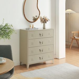Commode métallique Hämeenlinna avec 4 tiroirs acier 92 x 80 x 40 cm camel [en.casa]