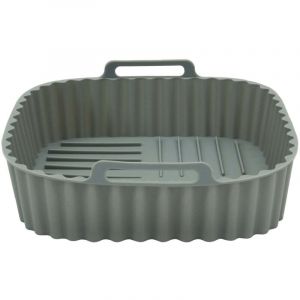 Fackelmann 42692 Panier carr&eacute; en Silicone,Moule pour friteuse &agrave; air Chaud, Moule pour friteuse sans Huile, Gris, Silicone, 21x21 cm