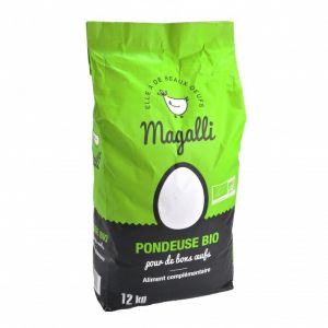 Magalli Aliment pour poule pondeuse bio en sac vert de 12 kg