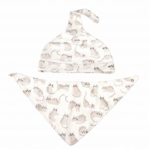 Bonnet et bavoir en coton bio bébé Rex London Kitty Cats