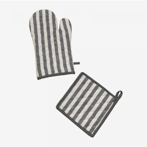 Ensemble gant de cuisine et torchon Edouard SKLUM Gris Anthracite