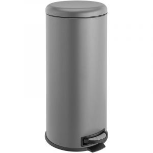 Svita - T30 Poubelle grise 30Litres en inox Poubelle &agrave; p&eacute;dale Poubelle &agrave; d&eacute;chets