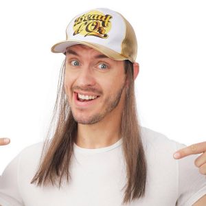 Ruedelafete Casquette avec cheveux, Beauf d'or - adulte