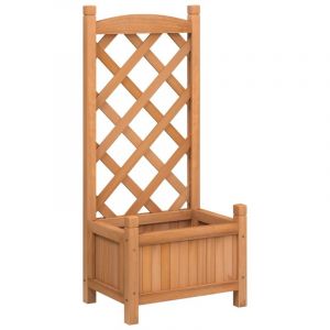 VidaXL Jardini&egrave;re avec treillis marron bois massif de sapin Brown