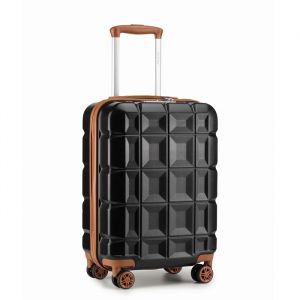 Valise Moyenne Rigide ABS Valise de Voyage Ultra L&eacute;ger 62cm avec Serrure TSA, 57L, Noir/Brun