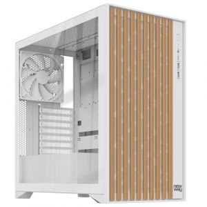 NEWWAY - 2024 Nouveau - NW1 Boitier PC Façade en Bois - Moyen Tour Compatible ATX/Micro-ATX/ITX - Type C USB - Ventilateurs Inclus 3x140MM PWM - Panneau latéral Verre tempéré