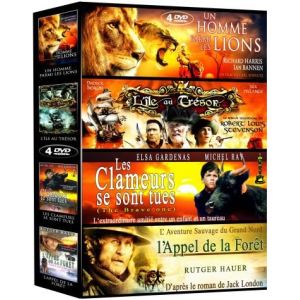 Coffret Un homme parmi les lions + L'île au trésor + Les clameurs se sont tués + L'appel de la forêt