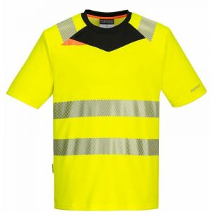 Portwest Tee-shirt de travail haute visibilité anti UV slim DX4 S/S Jaune 4XL - Jaune