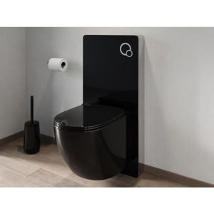 Pack WC suspendu avec b&acirc;ti-support d&eacute;coratif - Noir brillant - JAVOINE