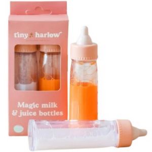 Duo de Biberons Magiques pour Poupée - Lait et Jus de Fruit